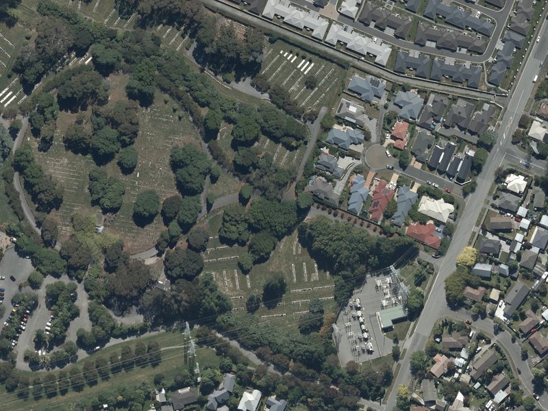 aerial view of Avonhead Cemetery and the ground around it