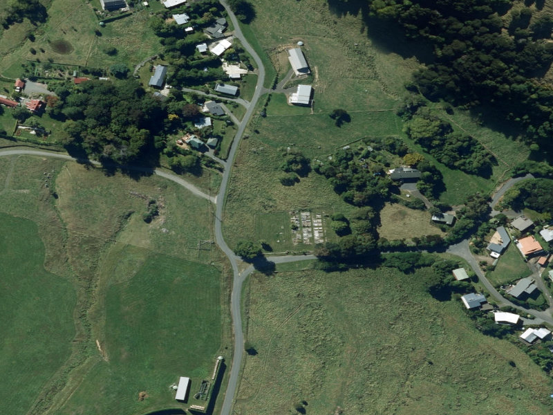 aerial view of Wainui Cemetery and the ground around it