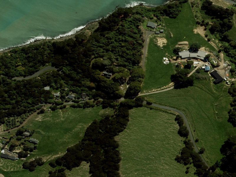 aerial view of Little Akaloa Cemetery and the ground around it
