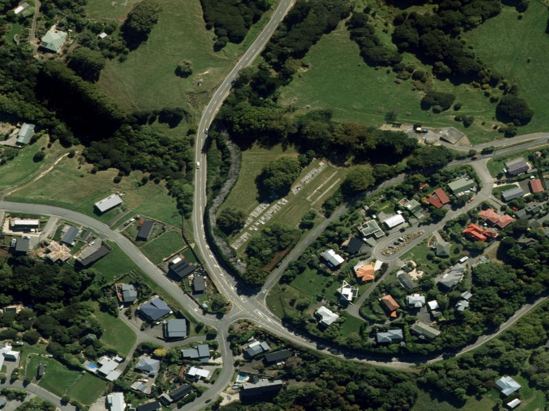 aerial view of Duvauchelle Cemetery and the ground around it
