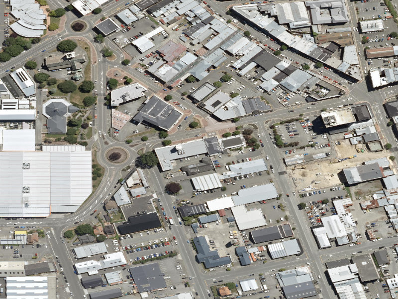 aerial view of Timaru District Council and the ground around it