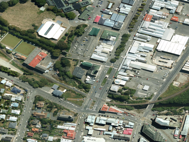 aerial view of Waitaki District Council and the ground around it