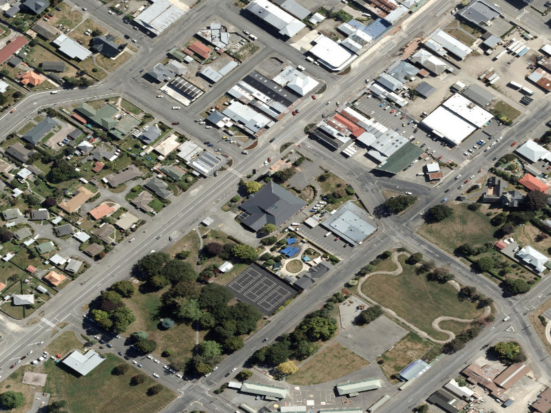 aerial view of Waimate District Council and the ground around it