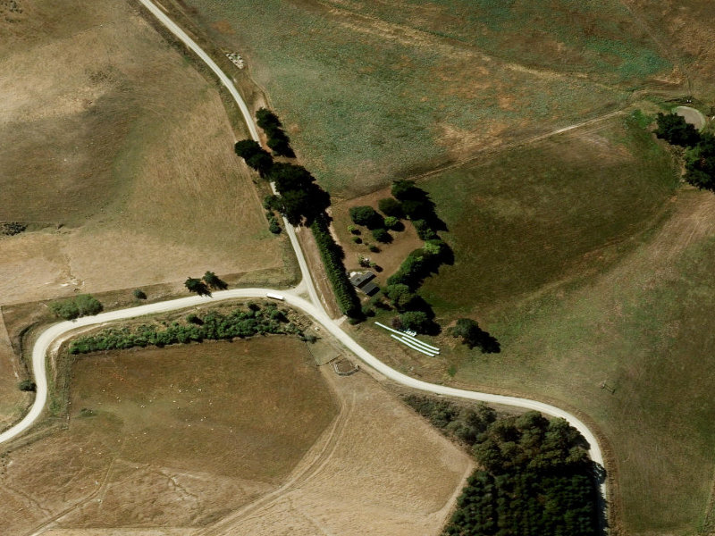 aerial view of Taiko Hall and the ground around it