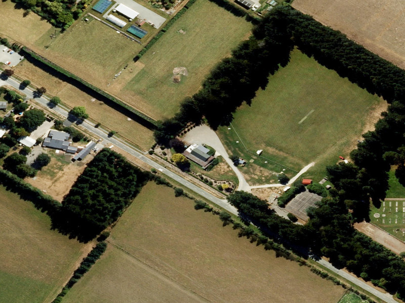 aerial view of Woodbury Reserve Board Hall and the ground around it