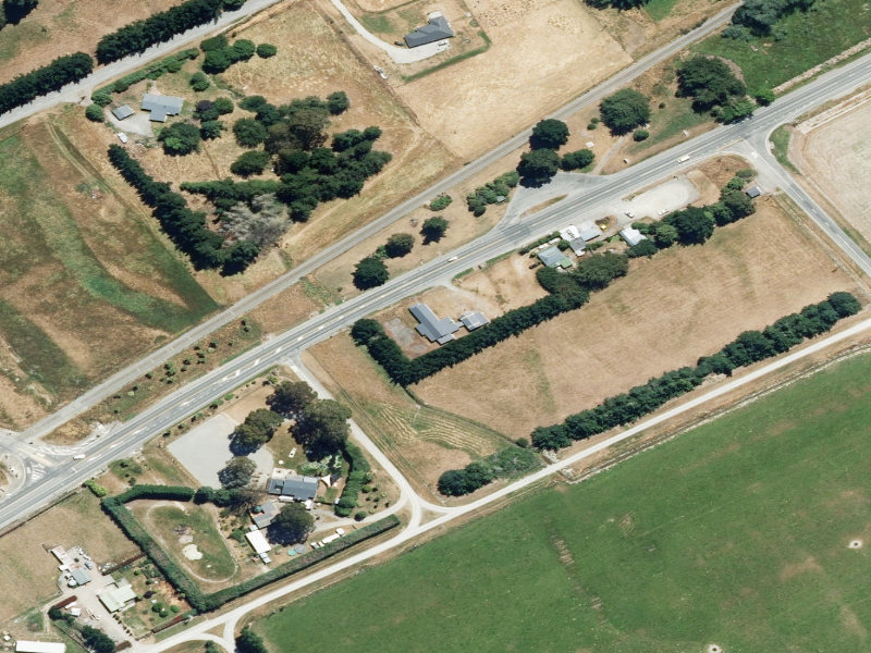 aerial view of Rangitata Soldiers Memorial Hall and the ground around it
