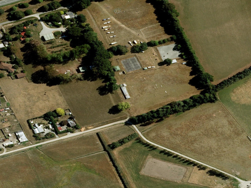 aerial view of Cave Reserve Board Hall and the ground around it