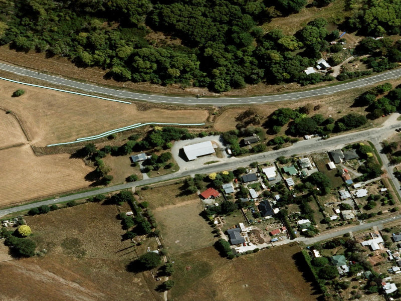 aerial view of Cave Public Hall and the ground around it