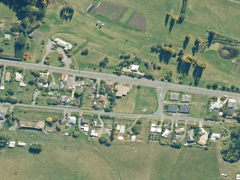 aerial view of Waikari Memorial Hall and the ground around it