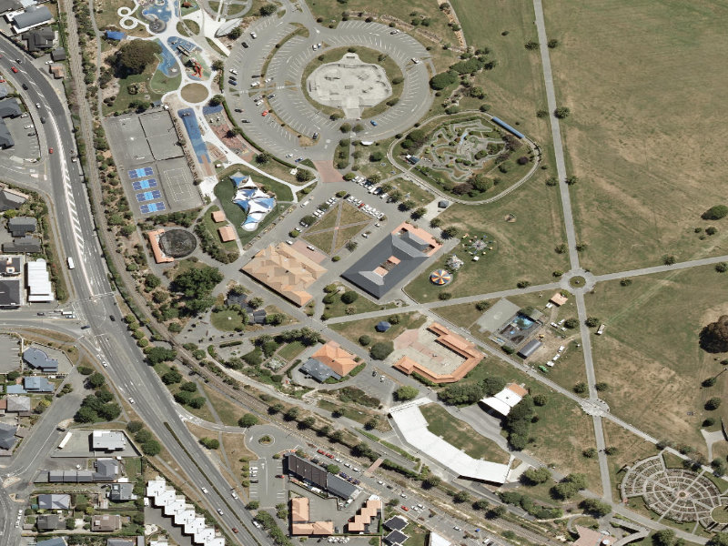 aerial view of The Bay Community Lounge and the ground around it