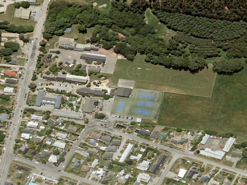 aerial view of Pleasant Point Gym and the ground around it