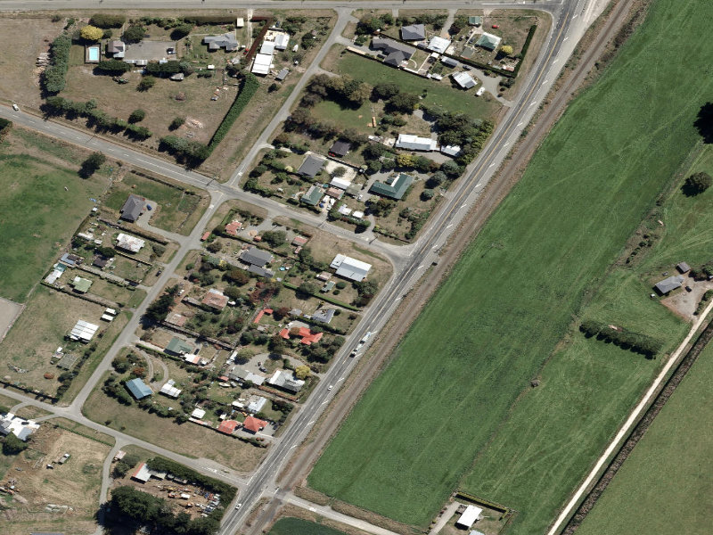 aerial view of Waitaki Bridge Hall and the ground around it