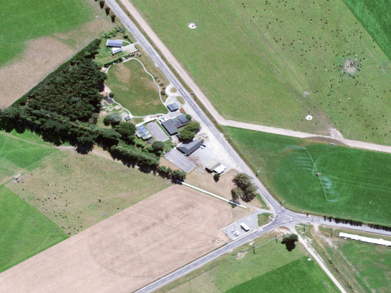 aerial view of Five Forks Hall and the ground around it