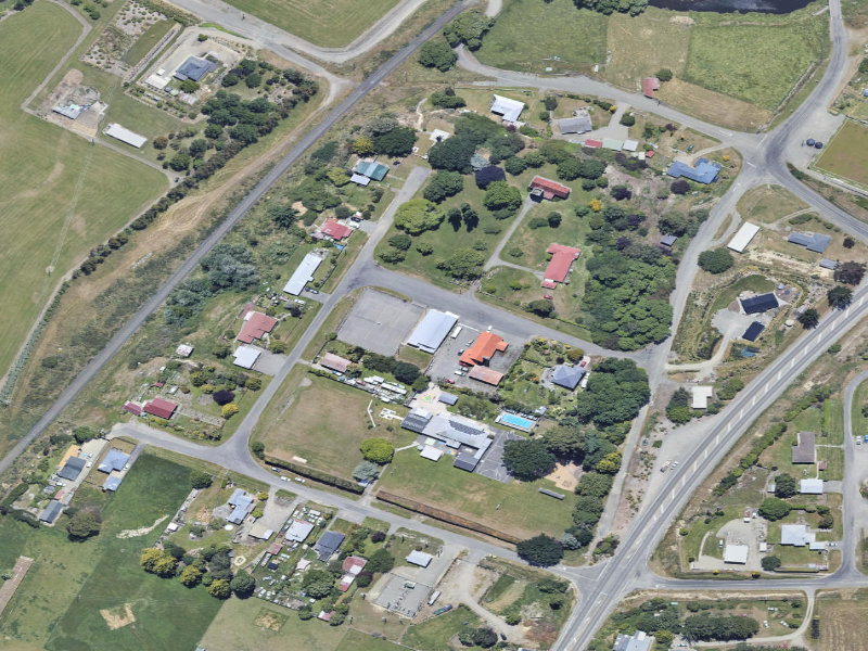 aerial view of Maheno Hall and the ground around it