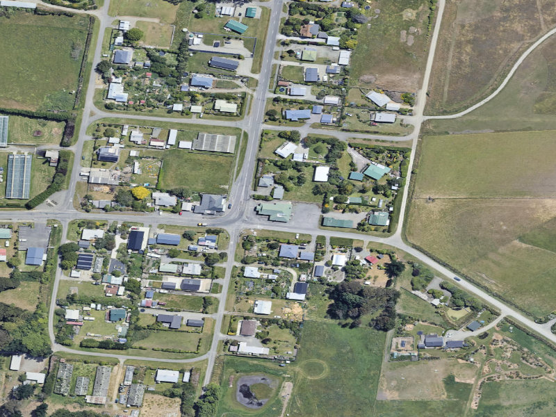 aerial view of Kakanui Hall and the ground around it