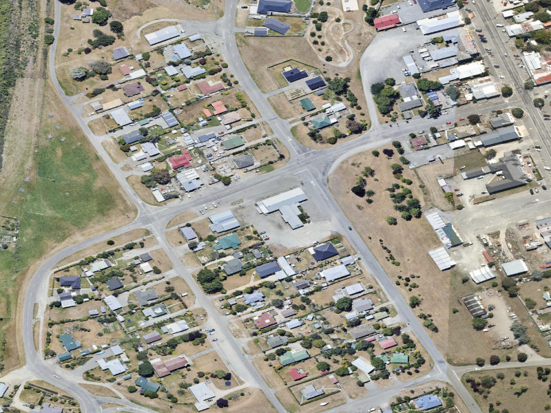 aerial view of Kurow Hall and the ground around it