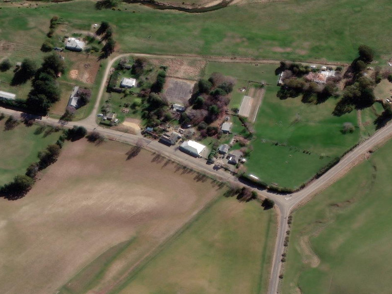 aerial view of Tokarahi Hall and the ground around it