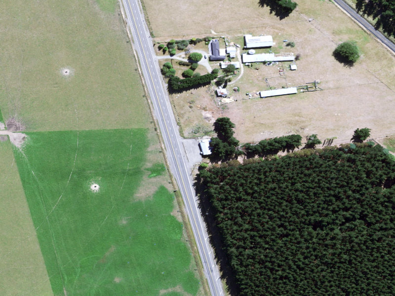 aerial view of Waianakarua Hall and the ground around it