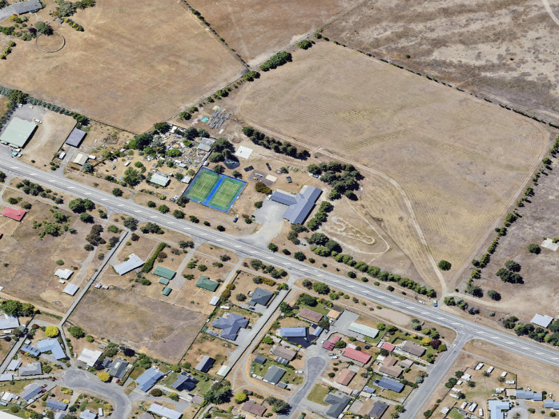 aerial view of Omarama Hall and the ground around it
