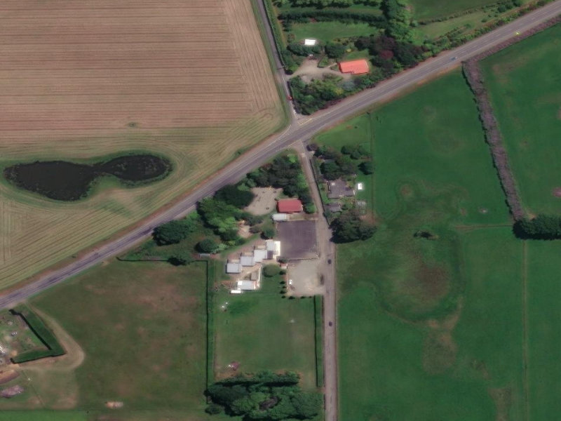 aerial view of Totara Hall and the ground around it
