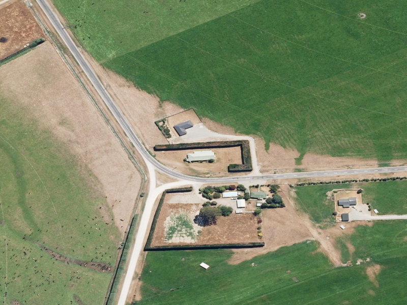 aerial view of Rangitata Island Hall and the ground around it