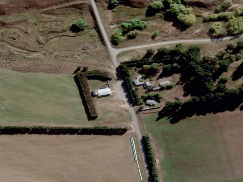 aerial view of Cattle Creek Hall and the ground around it