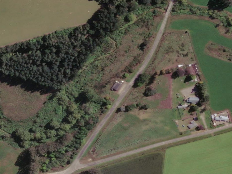 aerial view of Hunter Hall and the ground around it