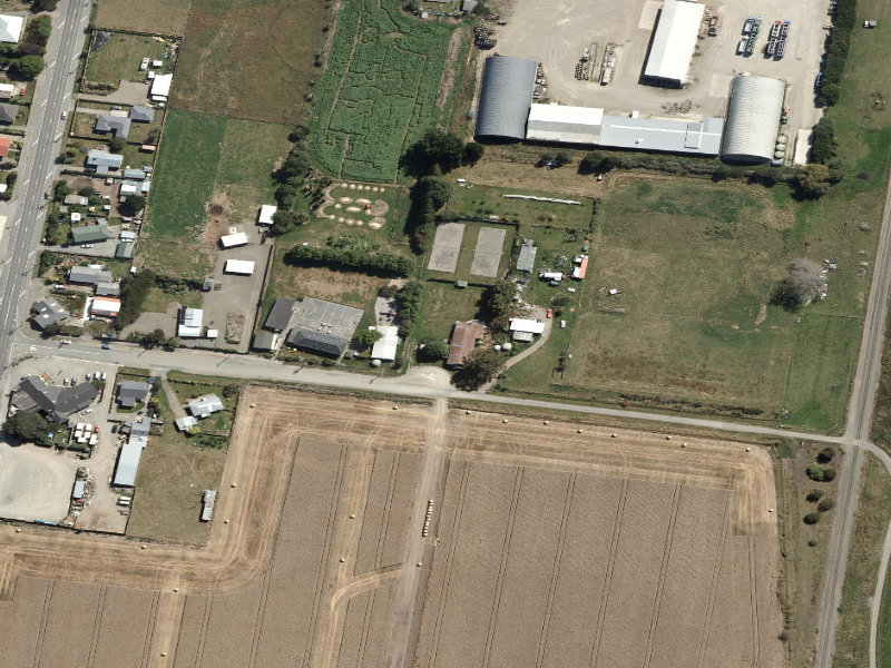 aerial view of Makikihi Hall and the ground around it
