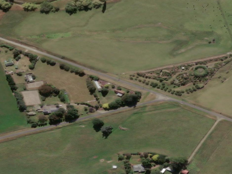 aerial view of Maungati Hall and the ground around it