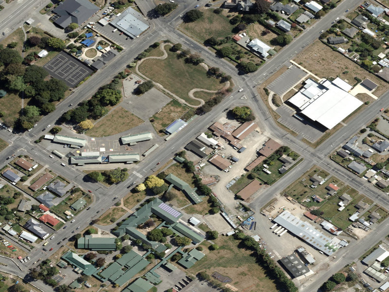 aerial view of Waimate Highland Pipe Band Hall and the ground around it