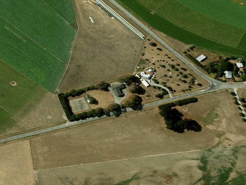 aerial view of Totara Valley Hall and the ground around it