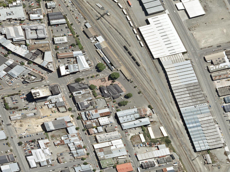 aerial view of Timaru I-Site and the ground around it