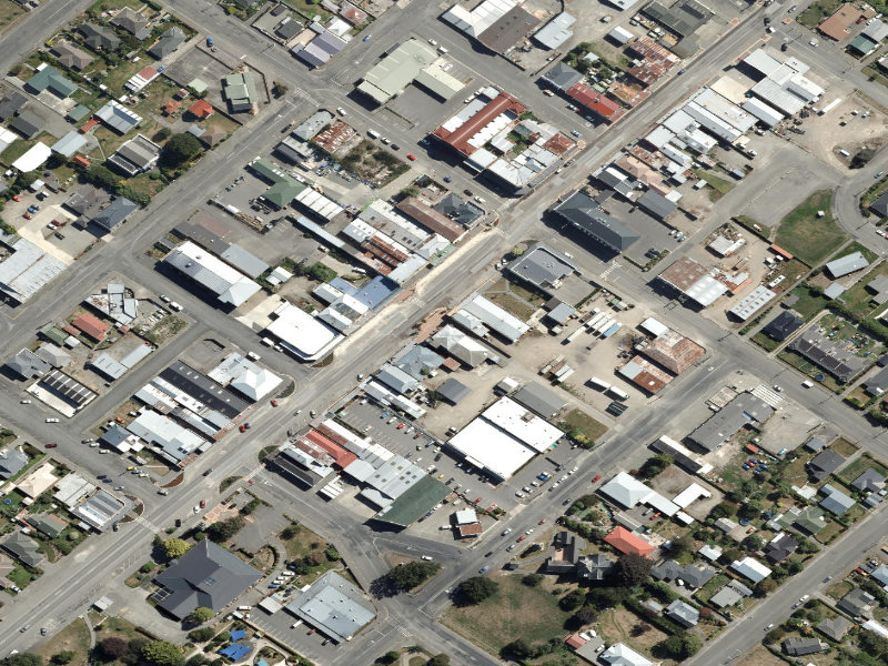 aerial view of Waimate Information Centre and the ground around it