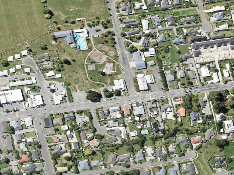 aerial view of Oxford Service Centre, 30 Main Street and the ground around it
