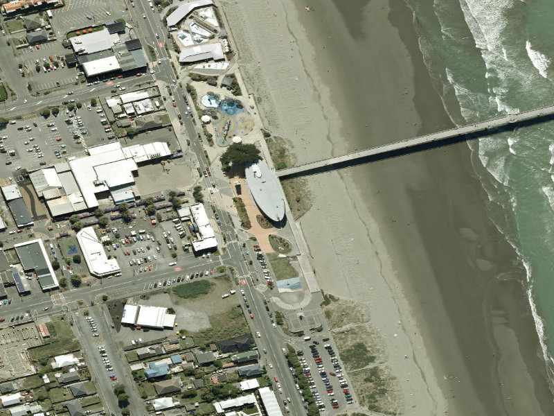 aerial view of New Brighton Library and the ground around it