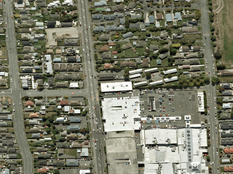 aerial view of Shirley Library and the ground around it