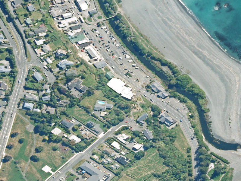 aerial view of Kaikoura Library and the ground around it