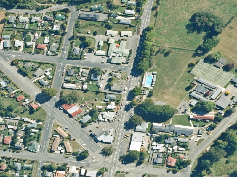 aerial view of Cheviot Community Library & Service Centre and the ground around it