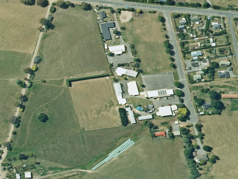 aerial view of Hawarden Community Library and the ground around it