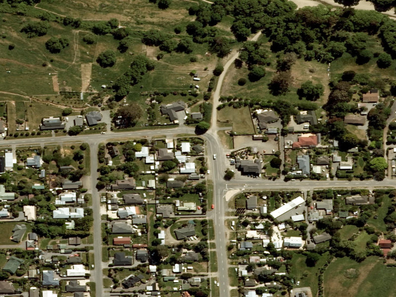 aerial view of Leithfield Community Library and the ground around it