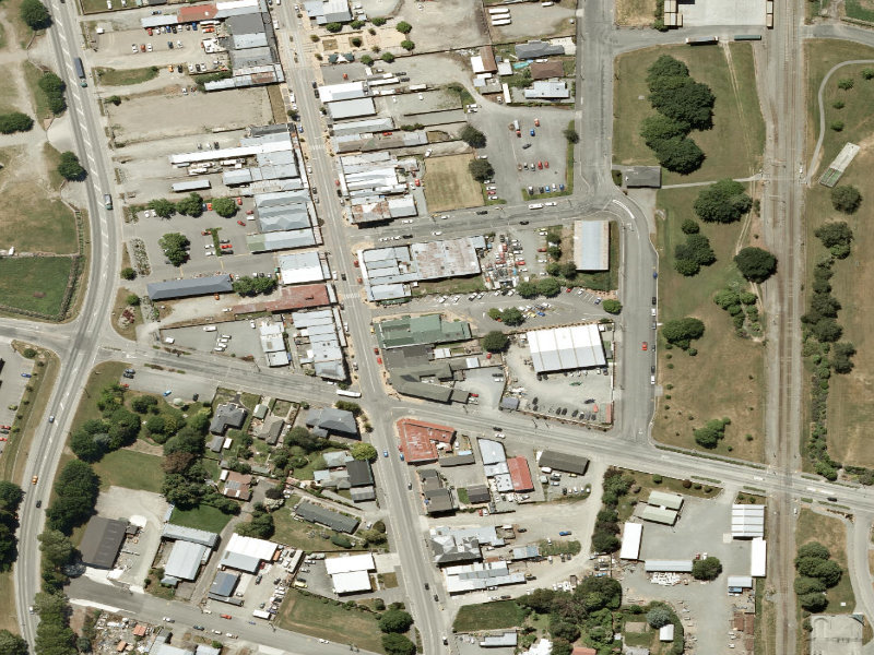 aerial view of Temuka Library and the ground around it