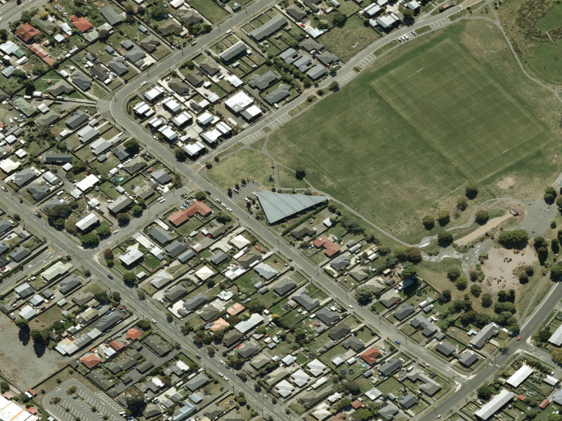aerial view of Aranui Library and the ground around it