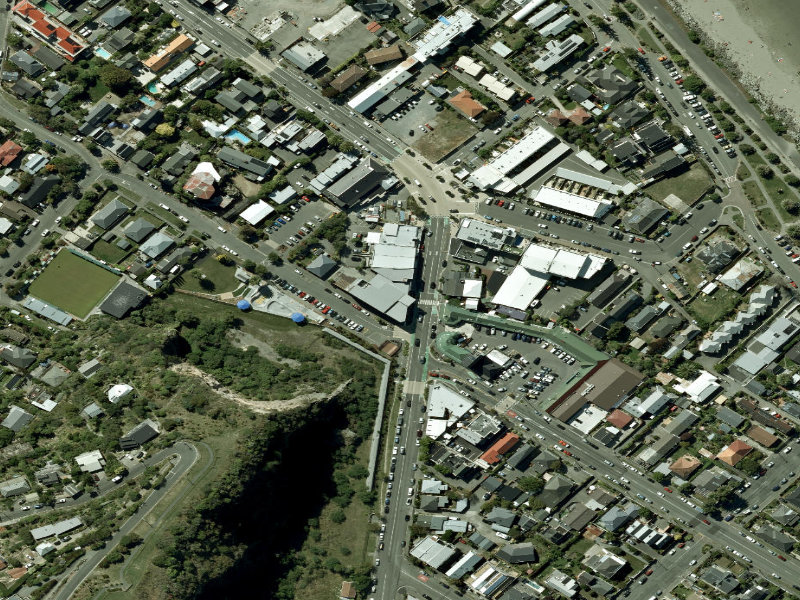 aerial view of Matuku Takotako/sumner Library and the ground around it