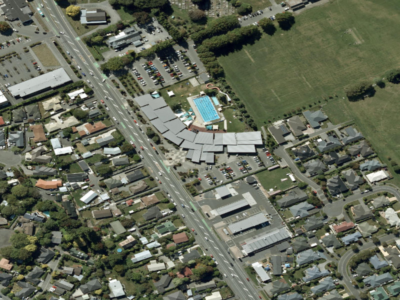 aerial view of Te Hāpua: Halswell Centre and the ground around it
