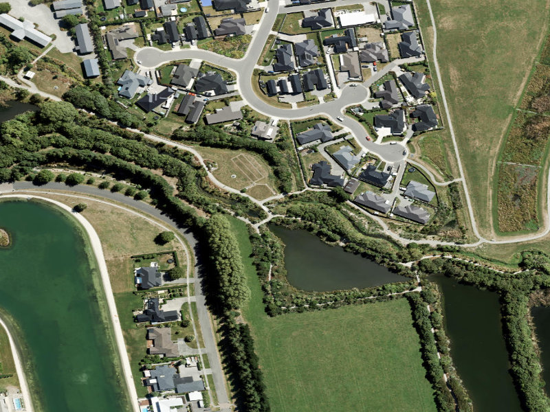 aerial view of Historic Structures  - Flow Breaker Canal  South Of Treatment Plant and the ground around it