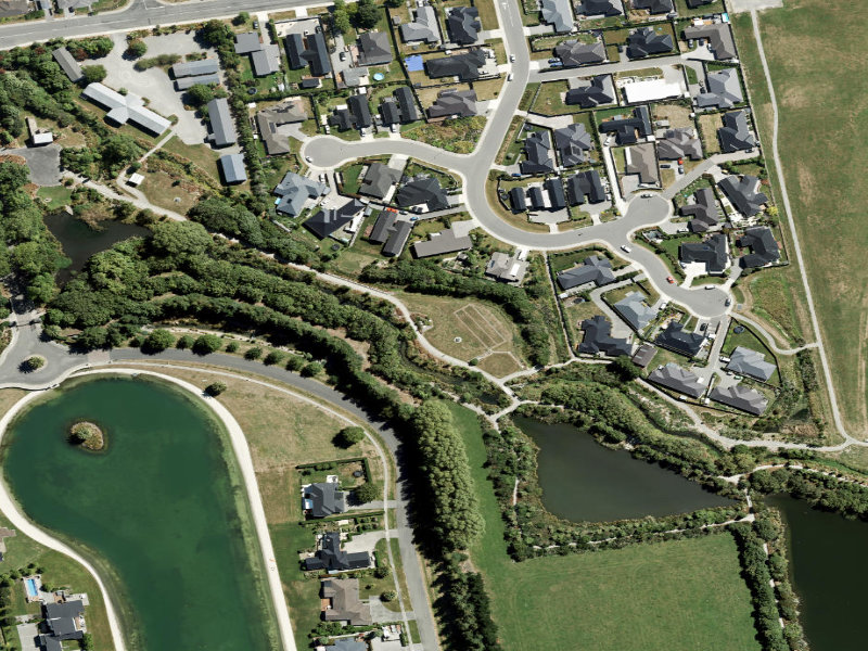 aerial view of Historic St -  Treatment Ponds / Pumphouse Structures and the ground around it
