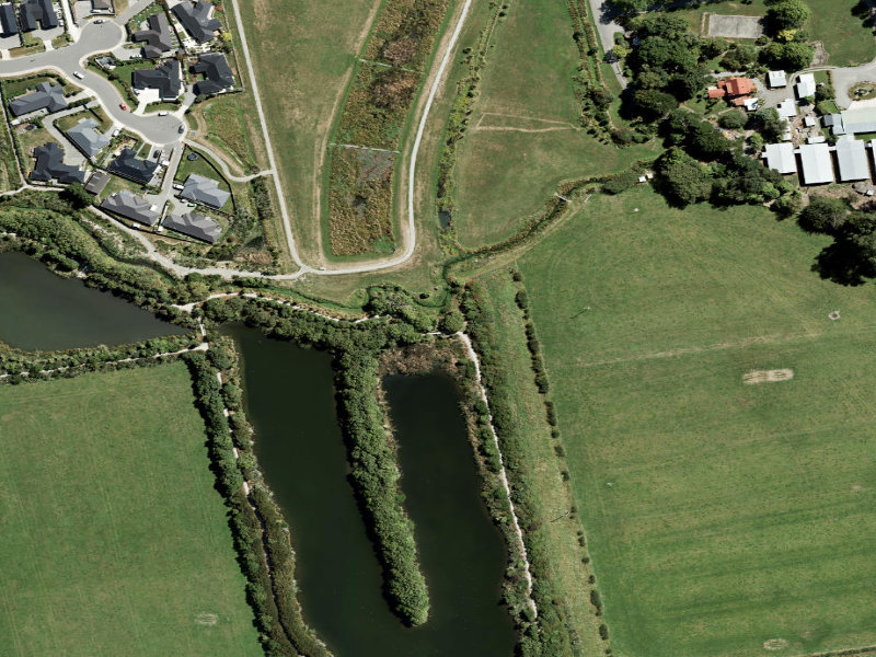 aerial view of Historic Structures  - Flow Breaker Canal  North-east Corner and the ground around it