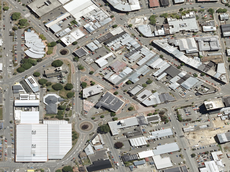 aerial view of "paper Boy" Statue and the ground around it