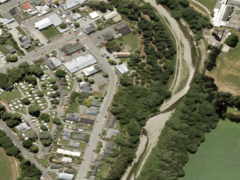aerial view of Geraldine War Memorial and the ground around it