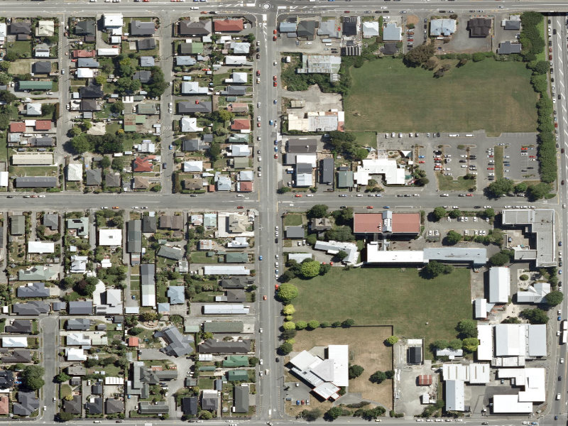 aerial view of Main School War Memorial and the ground around it